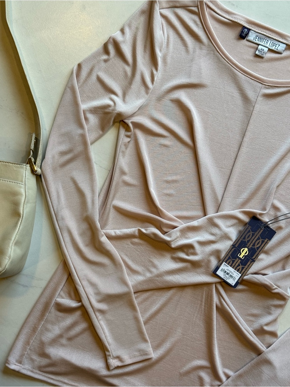 Jennifer Lopez Blush Pink Twist Front Long Sleeve Going Out Top